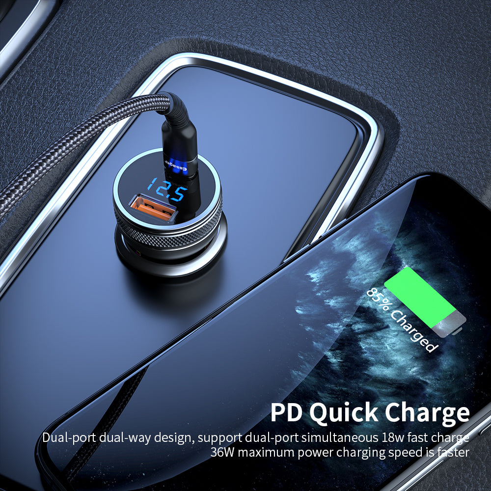 ESSAGER QC3.0 36W nabíječka do auta USB-C s napájením PD3.0 3.0 USB nabíječka do auta typu C ESSAGER QC3.0 36W nabíječka do auta USB-C s napájením PD3.0 3.0 USB nabíječka do auta typu C